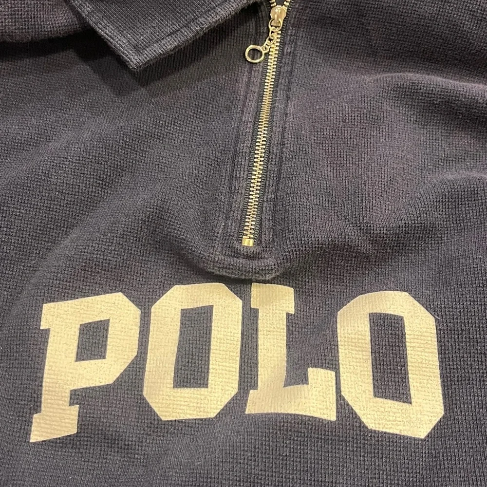 Polo Ralph Lauren Vintage 1/4 Zip Sweatshirt Spell Out blue Mens Size XL
